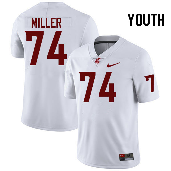 Youth #74 Zack Miller Washington State Cougars College Football Jerseys Stitched-White